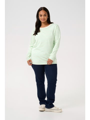 KAFFE curve Koszulka w kolorze zielono-kremowym