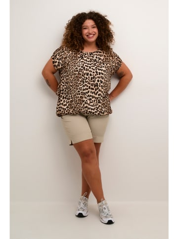 KAFFE curve Bluse in Hellbraun/ Schwarz