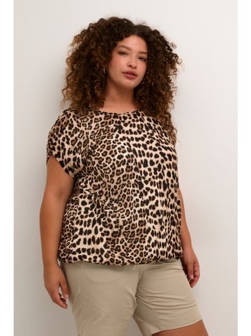 KAFFE curve Bluse in Hellbraun/ Schwarz