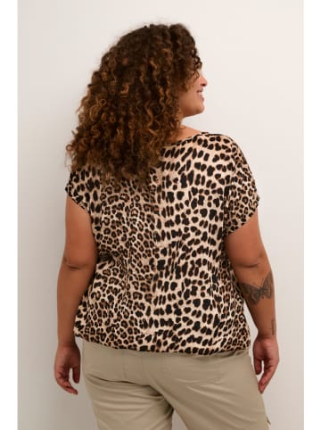 KAFFE curve Bluse in Hellbraun/ Schwarz