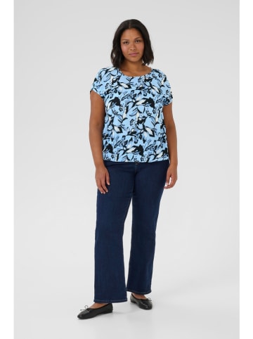 KAFFE curve Bluse in Hellblau/ Schwarz