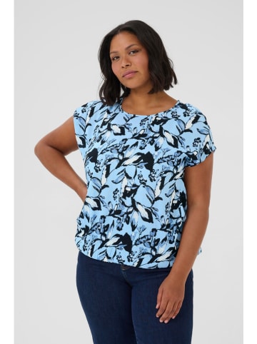 KAFFE curve Bluse in Hellblau/ Schwarz