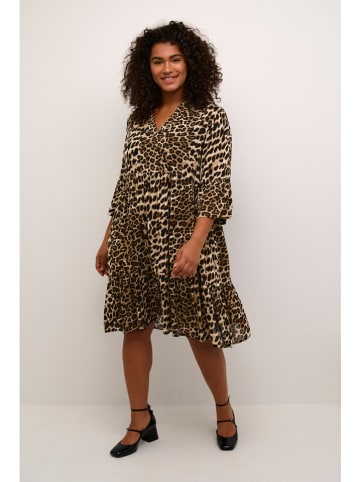 KAFFE curve Jurk lichtbruin/zwart