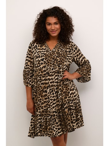 KAFFE curve Kleid in Hellbraun/ Schwarz