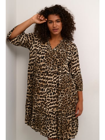 KAFFE curve Sukienka w kolorze jasnobrązowo-czarnym