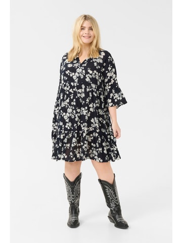 KAFFE curve Jurk donkerblauw/wit