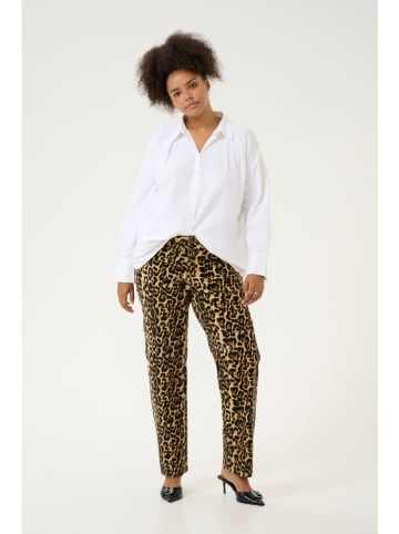 KAFFE curve Spodnie w kolorze jasnobrązowo-czarnym