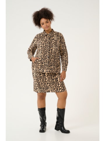 KAFFE curve Jeansjacke in Hellbraun/ Schwarz