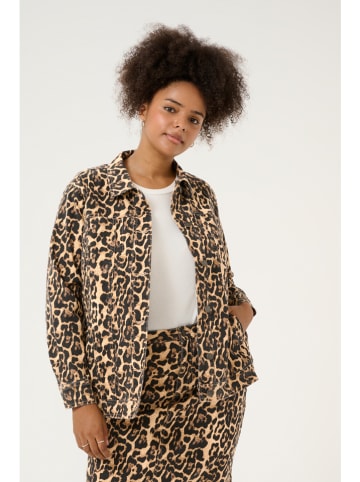 KAFFE curve Jeansjacke in Hellbraun/ Schwarz