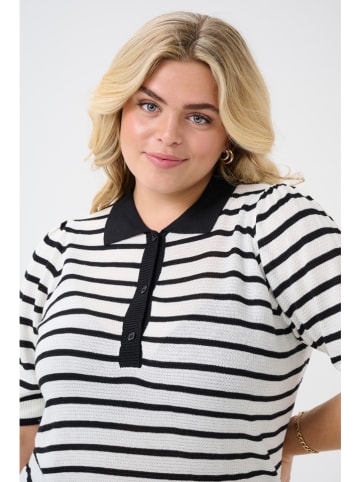 KAFFE curve Trui wit/donkerblauw