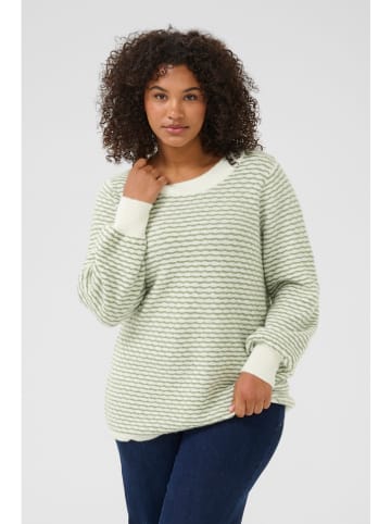 KAFFE curve Pullover in Weiß/ Grün