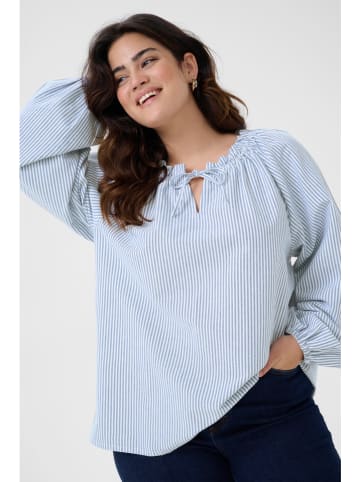 KAFFE curve Bluzka w kolorze błękitno-białym