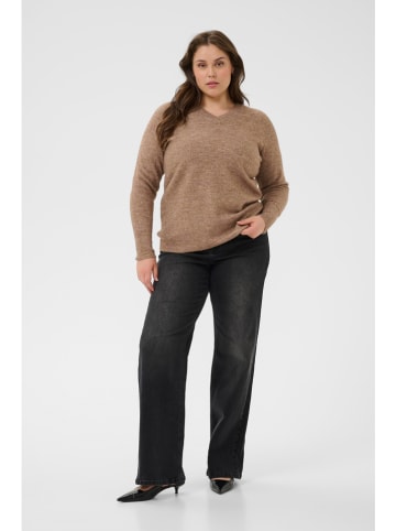 KAFFE curve Sweter w kolorze karmelowym