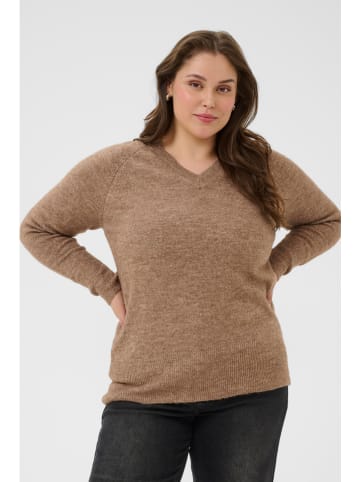 KAFFE curve Sweter w kolorze karmelowym