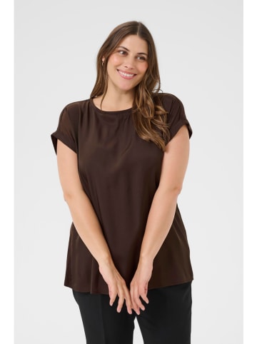 KAFFE curve Bluzka w kolorze ciemnobrązowym