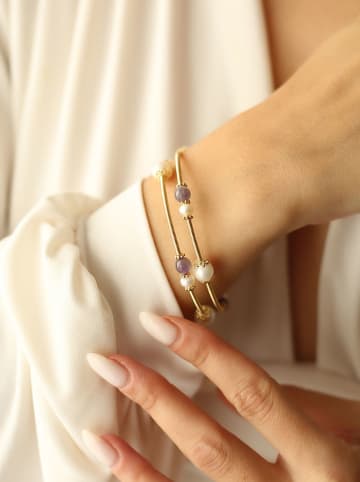 Pierres delicates Vergulde armband met parels en edelstenen