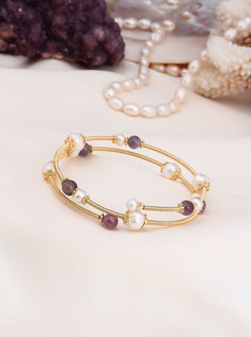 Pierres delicates Vergulde armband met parels en edelstenen