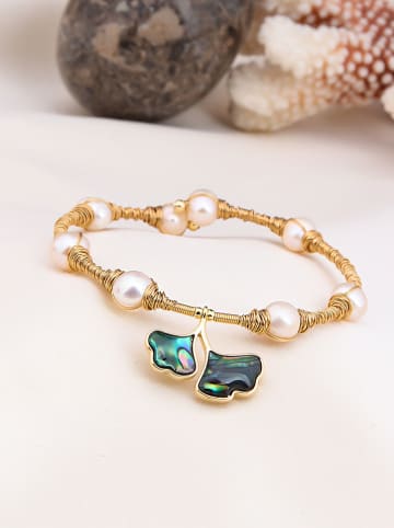 Pierres delicates Vergold. Armkette mit Perlmutt und Perlen