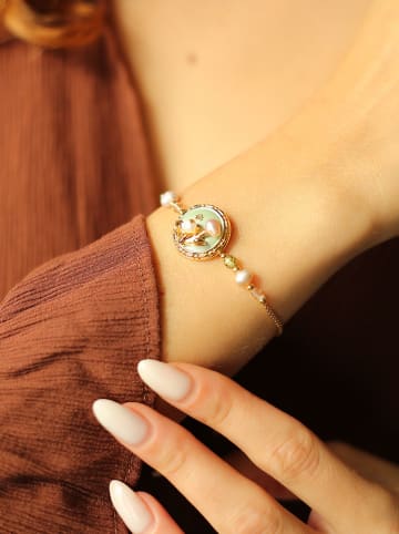 Pierres delicates Vergold. Armkette mit Kristallen und Perlen