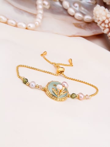 Pierres delicates Vergold. Armkette mit Kristallen und Perlen