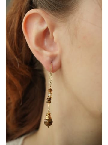 Pierres delicates Vergulde oorhangers met edelstenen