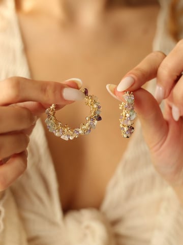 Pierres delicates Vergold. Halbcreolen mit Perlen und Edelsteinen