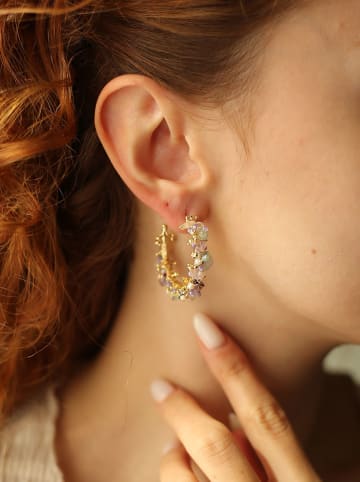 Pierres delicates Vergulde halfcreolen met parels en edelstenen