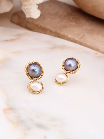 Pierres delicates Vergold. Ohrstecker mit Perlen und Perlmutt