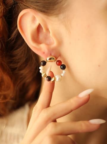 Pierres delicates Vergulde oorstekers met parels en edelstenen