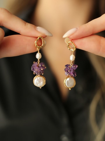 Pierres delicates Vergold. Ohrstecker mit Perlen und Edelsteinen