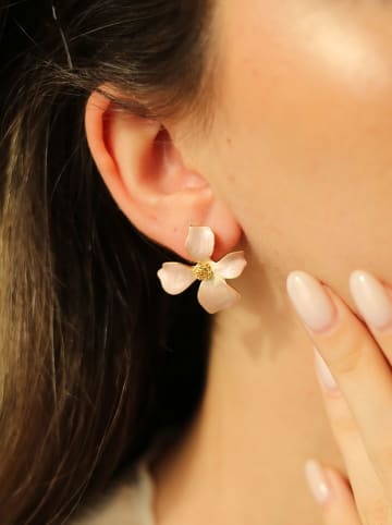 Pierres delicates Vergulde oorstekers met parelmoer