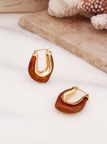 Pierres delicates Pozłacane kolczyki-kreole z agatami