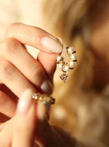 Pierres delicates Vergulde halfcreolen met parels en edelstenen