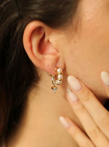 Pierres delicates Vergulde halfcreolen met parels en edelstenen