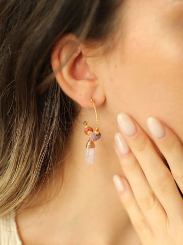 Pierres delicates Vergulde halfcreolen met parels en edelstenen