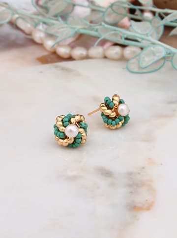 Pierres delicates Vergold. Ohrstecker mit Perlen und Edelsteinen
