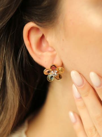 Pierres delicates Vergulde oorstekers met edelstenen