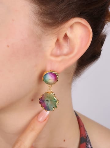 Pierres delicates Vergulde oorstekers met edelstenen