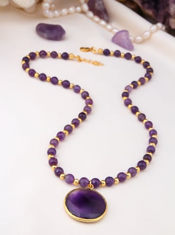 Pierres delicates Pozłacany naszyjnik z elementami ozdobnymi - dł. 50 cm