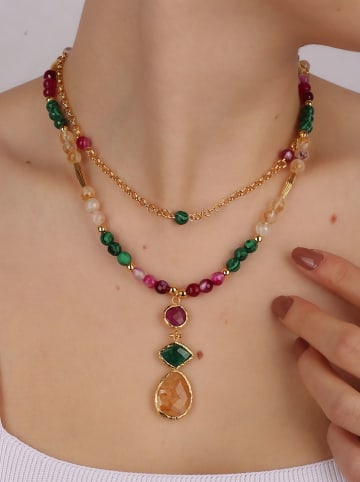 Pierres delicates Vergulde ketting met sierelementen - (L)50 cm