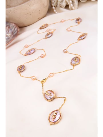 Pierres delicates Perlen-Halskette in Rosa mit Anhänger - (L)50 cm