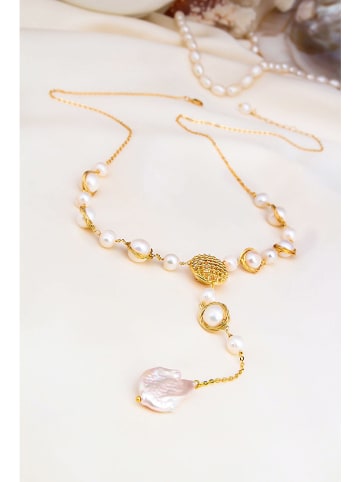 Pierres delicates Parelketting met hanger lichtroze - (L)60 cm