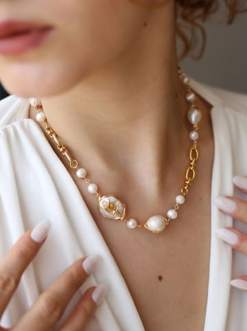 Pierres delicates Parelketting wit - (L)45 cm