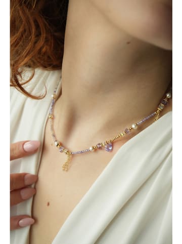 Pierres delicates Vergulde ketting met kristallen - (L)35 cm