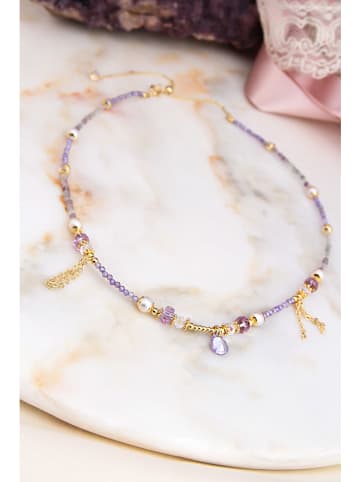 Pierres delicates Vergulde ketting met kristallen - (L)35 cm