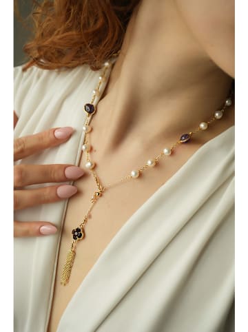 Pierres delicates Vergulde ketting met edelstenen - (L)50 cm