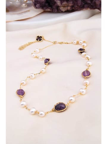 Pierres delicates Vergulde ketting met edelstenen - (L)50 cm