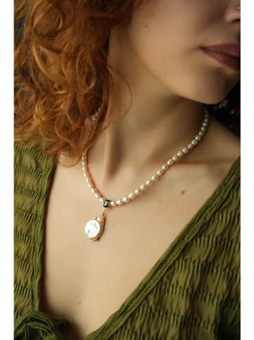 Pierres delicates Vergold. Perlenhalskette mit Anhänger - (L)50 cm