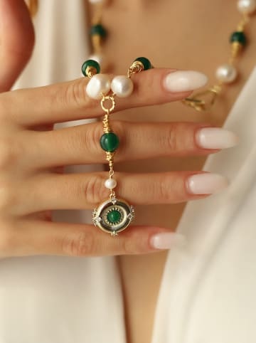 Pierres delicates Pozłacany naszyjnik z elementami ozdobnymi - dł. 50 cm