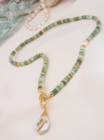 Pierres delicates Pozłacany naszyjnik z elementami ozdobnymi - dł. 45 cm